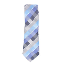Load image into Gallery viewer, Checkered Blue and Gray Tie-Front